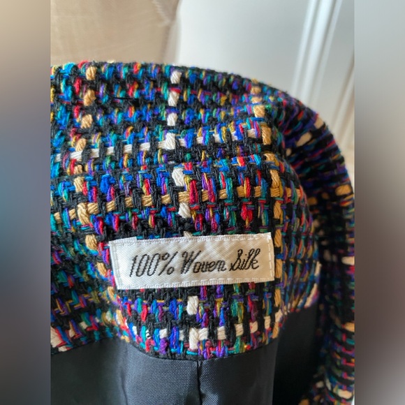VTG 90’S DONCASTER SILK TWEED WOVEN BLAZER JACKET SIZE 6 - Picture 7 of 7